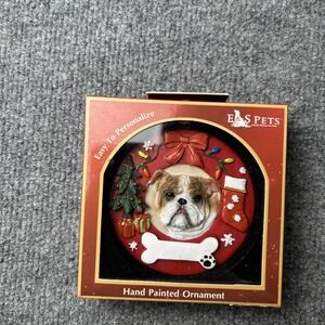 E & S Pets Christmas Ornament BullDog Can Be Personalized New